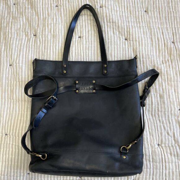 Kruk Garage Black Leather Backpack Bag Beautiful